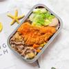 Stainless Steel Bento Lunch Box Metal Containers Wood Lid with 3Pcs Cutlery Set Lunch Box for