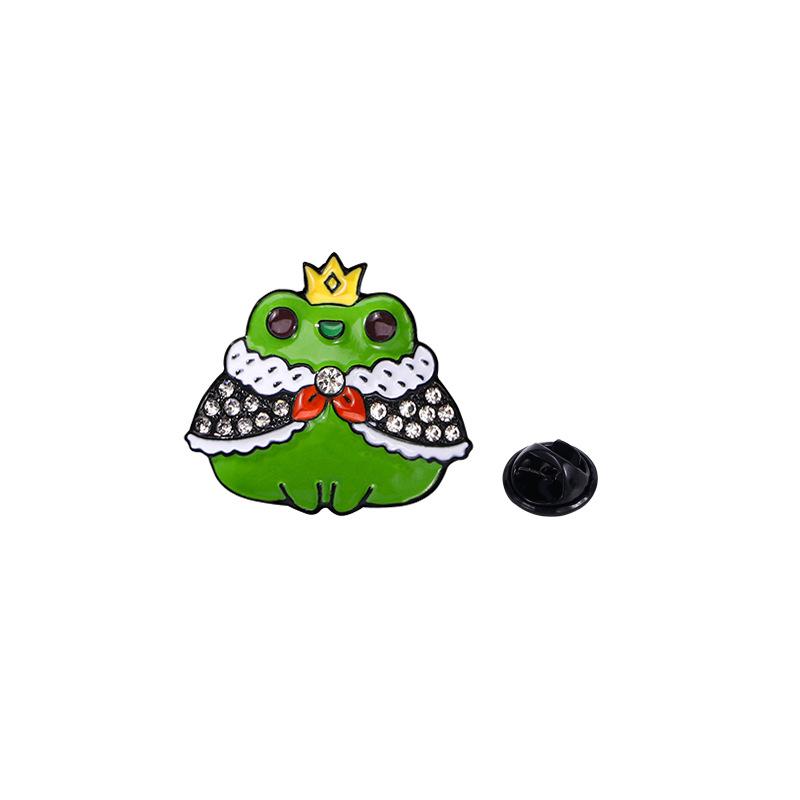 Cute Animal Brooch Frog Gem Series Styling Metal Oil Drop Cartoon Badge Waist Buckle