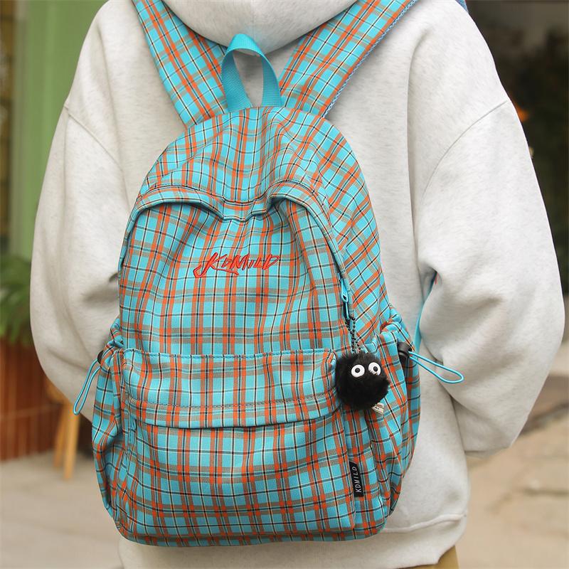 Plaid Print Schoolbag Women's Lightweight Backpack