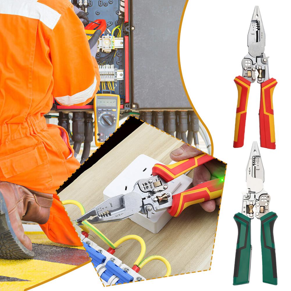9-in-1 Foldable Wire Stripper with Crimping, Cutting & Wrench - Durable Cr-V Steel for Home/Industry