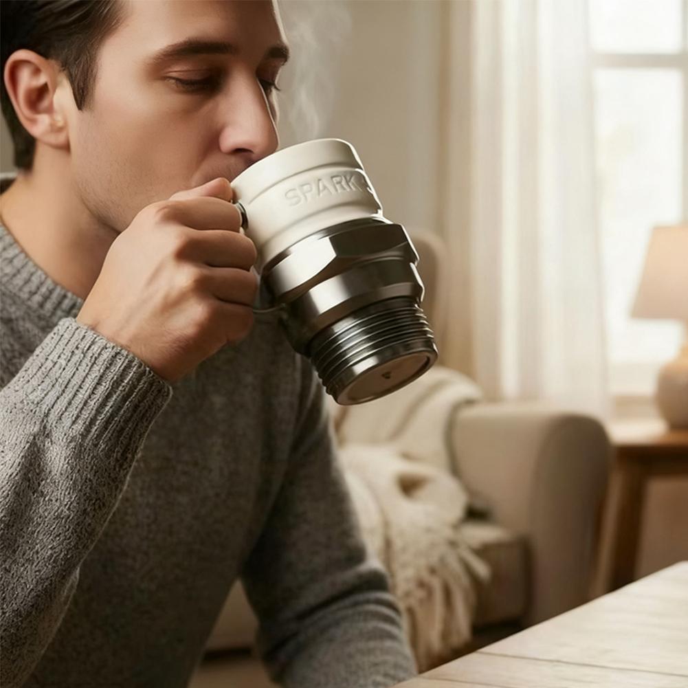 Кружка для кофе в виде свечи зажигания 360 мл, кружка из нержавеющей стали с дизайном свечи зажигания двигателя для кофе, молока, какао, рождественский подарок для папы