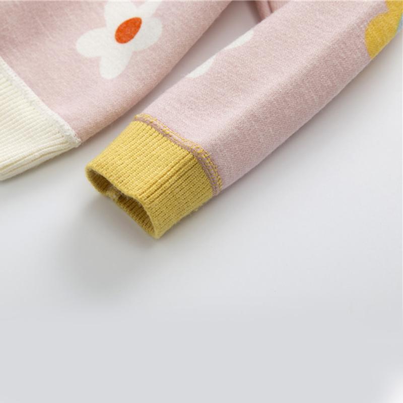 Осенне-зимний вязаный свитер с цветочным принтом для девочек, плотные теплые топы с длинными рукавами для маленьких детей, детский пуловер для девочек