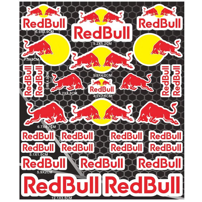 Наклейки для мотоцикла, наклейки спонсорских мероприятий Red Bull, пластиковый шлем, кузов автомобиля, самодельные водостойкие декоративные наклейки от солнца на бак