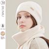 (JIUMU) Pure Wool Hat for Women, Autumn And Winter Warm Knitted Cap, Ladies' Knit Hat, Maternity Hat, Cold-Proof Winter Hat MY070