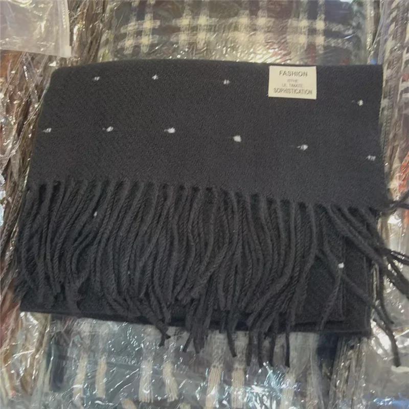 Элегантный звездно-белый шарф для женщин – осенне-зимняя шаль с кисточками и волнистым узором в горошек, корейский стиль