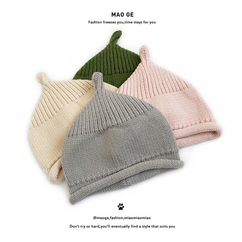 Унисекс шерстяная детская шапка "Кот Брат": Новое поступление Осень/Зима, Однотонный, Теплый трикотаж, Классический дизайн.