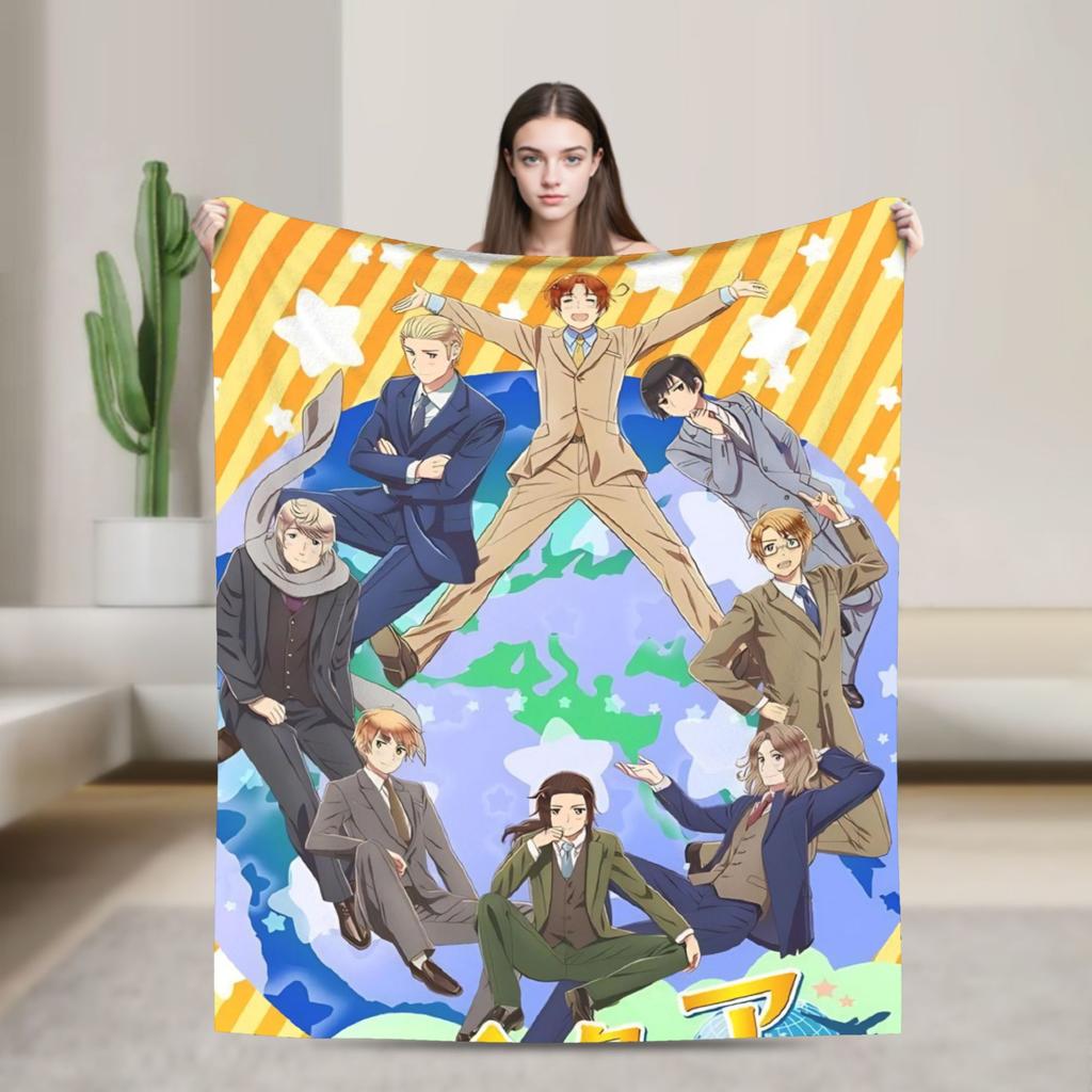 APH Italy Hetalia Anime Blanket Fleece Winter Multifunction Super Soft Throw Blanket for Home Travel Rug Piece