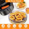 3-Layer Square Round Rectangle Air Fryer Rack Set Stainless Steel Dehydrator Rack with 4 Silicone Feet Anti-Scald Clip Stackable Air Fryer