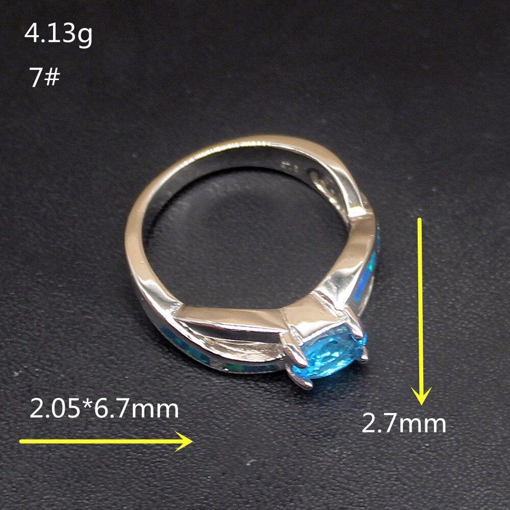 Hermosa Sparkle Blue Opal Sunny Topaz Натуральная серебро 925 пробы Кольцо Свадебные подарки для женщин Размер 7 # 20214272