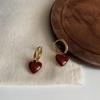 Style Jewelry Accessories Ear Buckle Small Huggie Earrings Women Hoop Earrings Wine Red Earrings