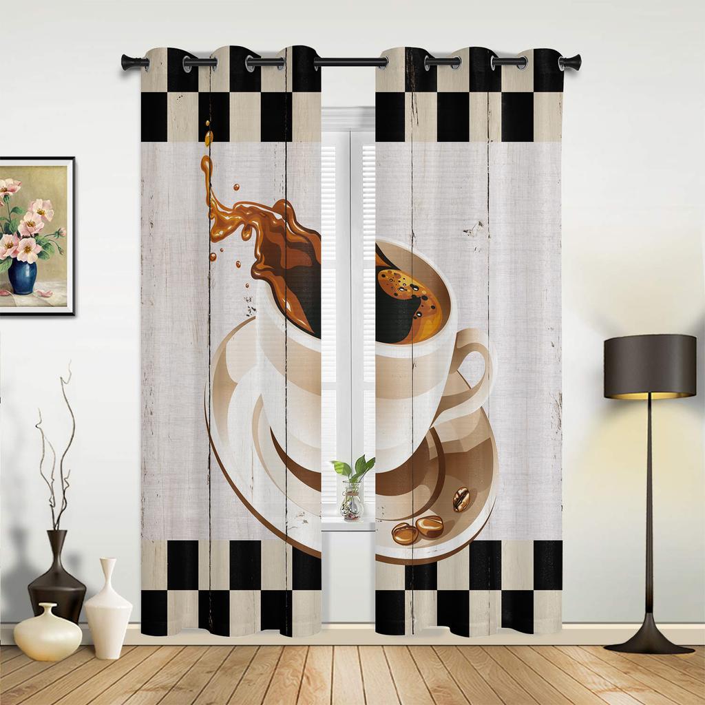 Кофейная чашка, торт, конфеты, современные шторы для зала, гостиной, кухни, спальни для мальчиков и девочек, длинные шторы для окон, декор для дома