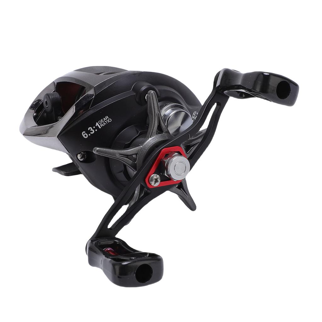 Left Handed Baitcast Reel 17.6lb Double Line Cup 6.3:1 Gear Ratio Magnetic Double Braking Fishing Reel with Drag Alert