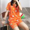 Women's Santa Claus Cartoon Short Sleeve Pajama Set - Soft, Comfortable Summer Loungewear