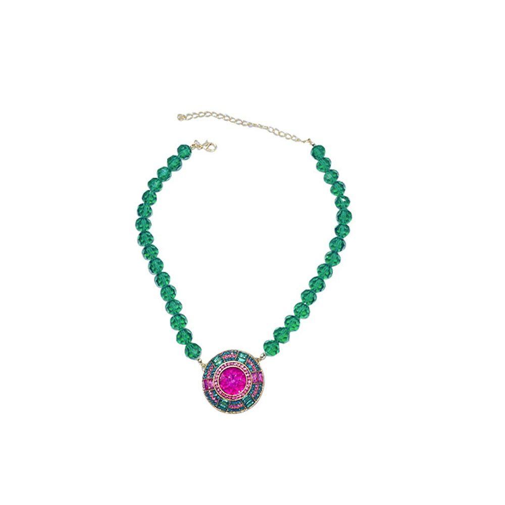 Ретро круглые серьги-гвоздики со стразами модная подвеска изысканное зеленое хрустальное ожерелье для женщин