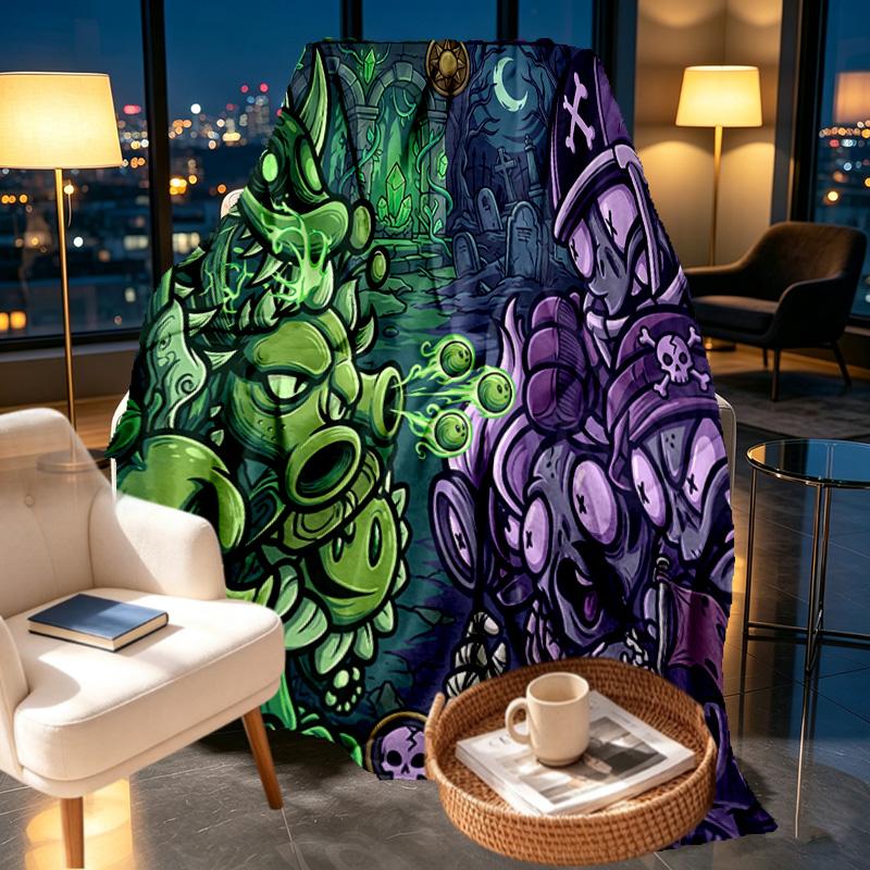 Plants VS Zombies Print Blanket - Soft & Comfortable, for Bedroom, Travel, Sofa, Home Decoration - Birthday Christmas Gift for Friend