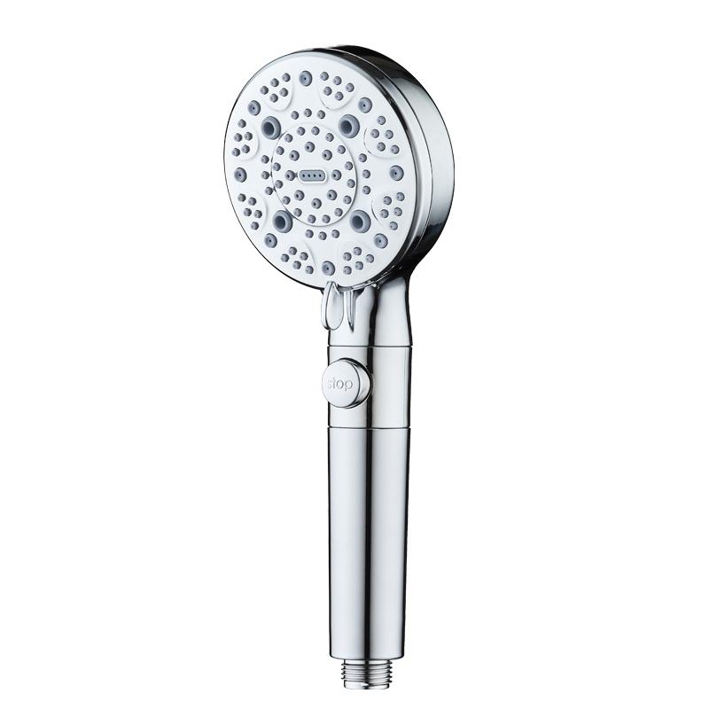 Hot Seller Water Saving Multifunctional Chrome 9 Modes Spray Handheld Shower Head with One-Touch Stop Button for Bathroom