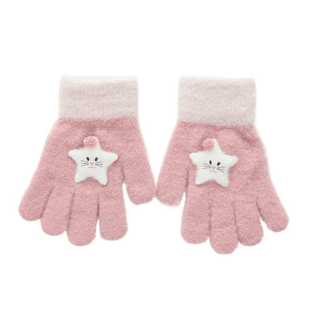 Plush Half Finger Cat Five Fingers Korean Mittens Star Kids Outdoor Gloves Children Winter Gloves