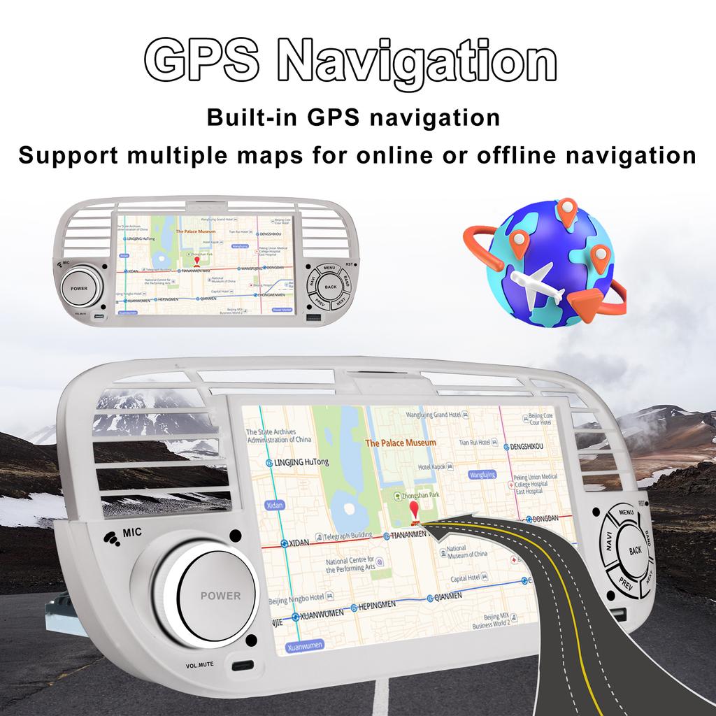 7-дюймовый Android-автомагнитола для FIAT 500 2007-2015, мультимедийный проигрыватель, GPS-навигация, поддержка автомагнитолы Carplay BT DAB OBD2 TPMS