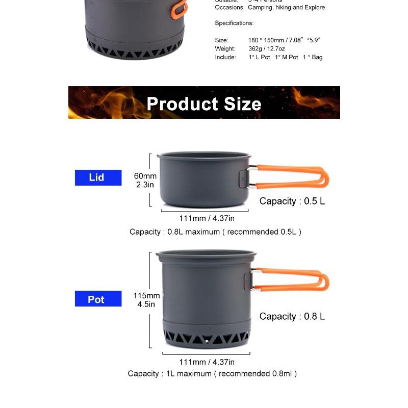 Посуда для кемпинга, набор для приготовления пищи на открытом воздухе, тепловая плита, дорожная посуда, горшок, чайник, кухонное оборудование, портативное оборудование для походов и приготовления пищи на открытом воздухе