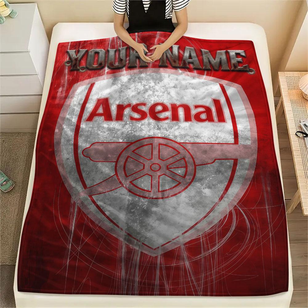 Custom Name,Arsenal Printed Flannel Blanket, soft throw for bedroom sofa, washable, Christmas present, great gift.