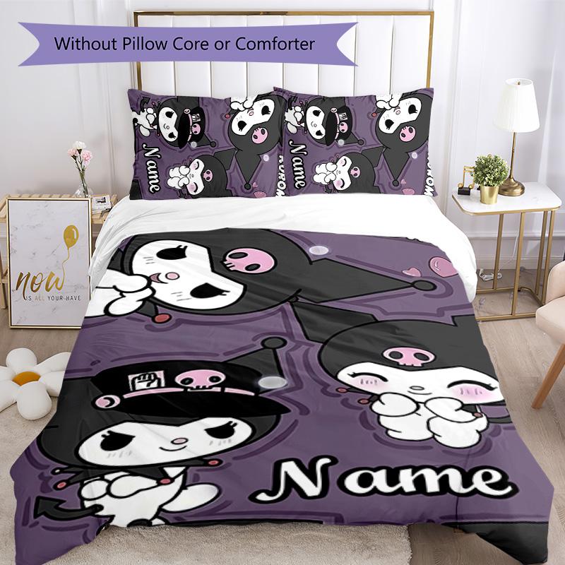 3pcs Kuromi8 Cover Set - Personalized Name, HD Printed Bedding with 1 Cover and 2 Pillowcases - Perfect for Home Decor, Easy Care