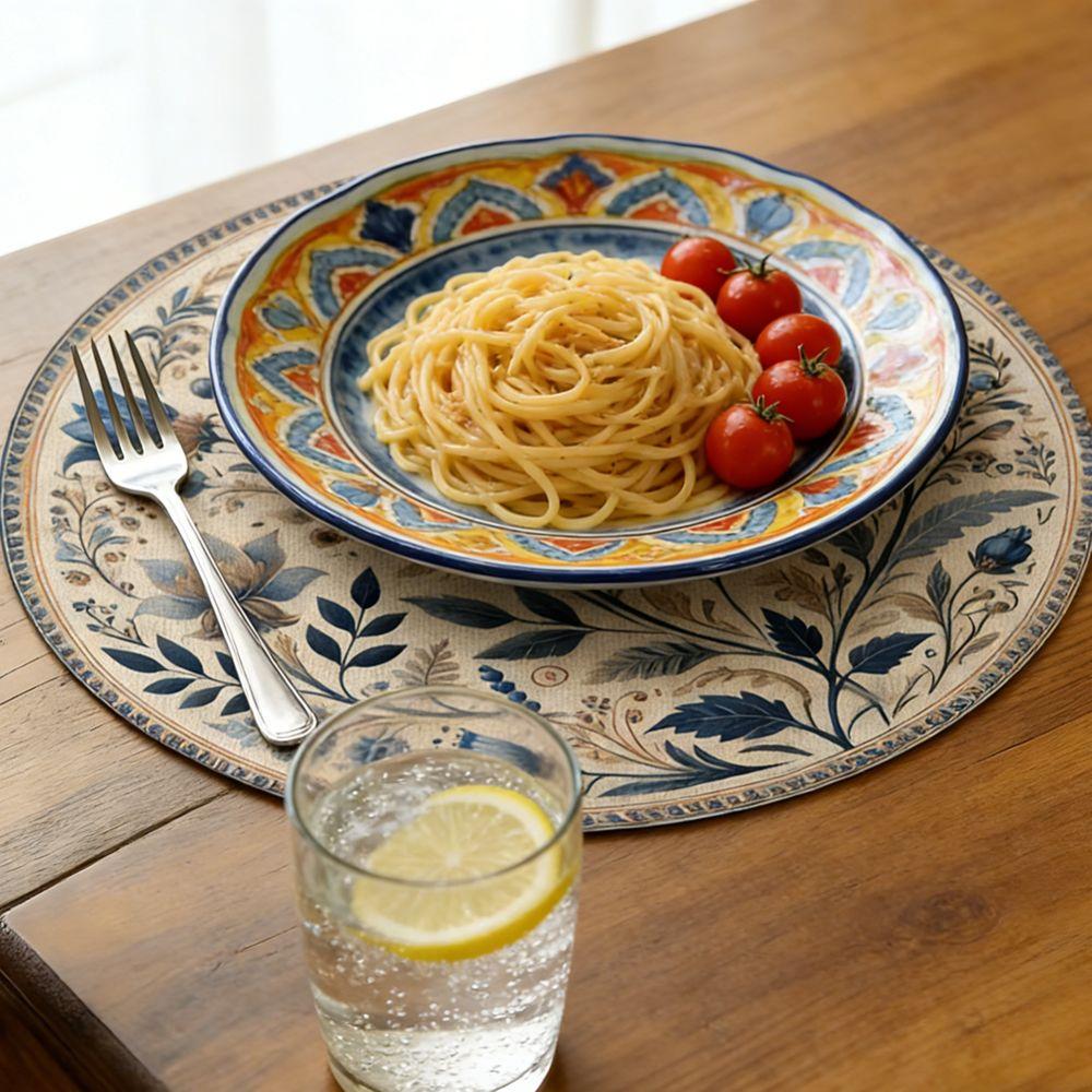 Heat Insulation Floral Table Placemat Embroidery Round Dining Mat  Party Table Decoration