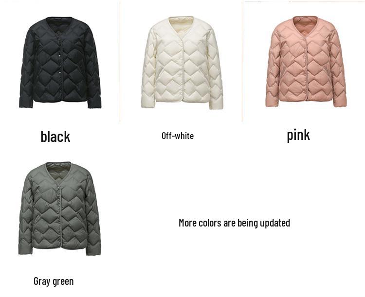 Женский легкий пуховик с V-образным вырезом, 2025: Повседневная, без воротника, короткая, верхняя одежда больших размеров