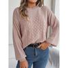 Women's Autumn and Winter Casual Solid Color Twist Lantern Sleeve Sweater