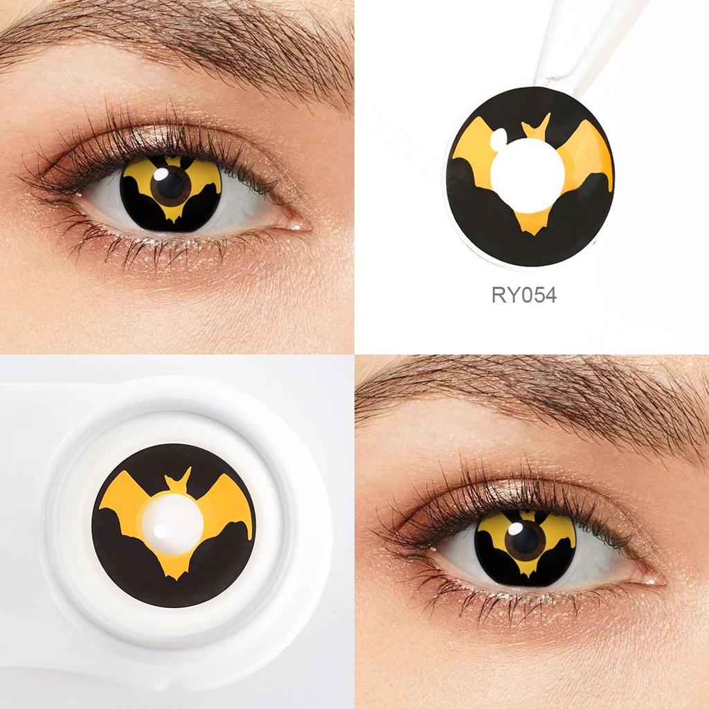 Контактные линзы для косплея Pseyeche Blood Bat, контактные линзы с розовым сердцем, контактные линзы Red Kitty для Хэллоуина, 1 пара, зеленые линзы Spide Crazy