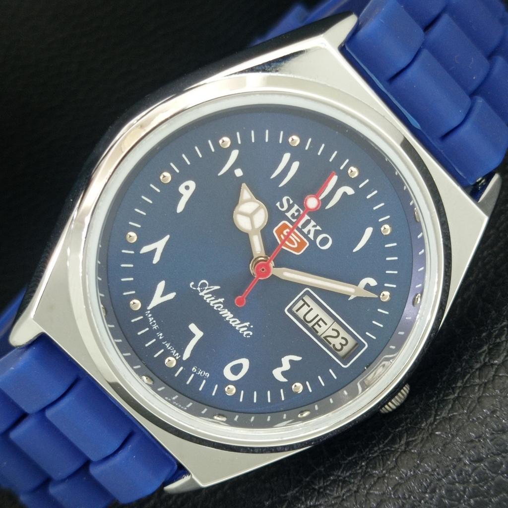 ВИНТАЖНЫЕ АВТОМАТИЧЕСКИЕ SEIKO 5 6309A ВОССТАНОВЛЕННЫЕ ЯПОНСКИЕ МУЖСКИЕ ЧАСЫ С СИНИМ ЦИФЕРБЛАТОМ a442587-1