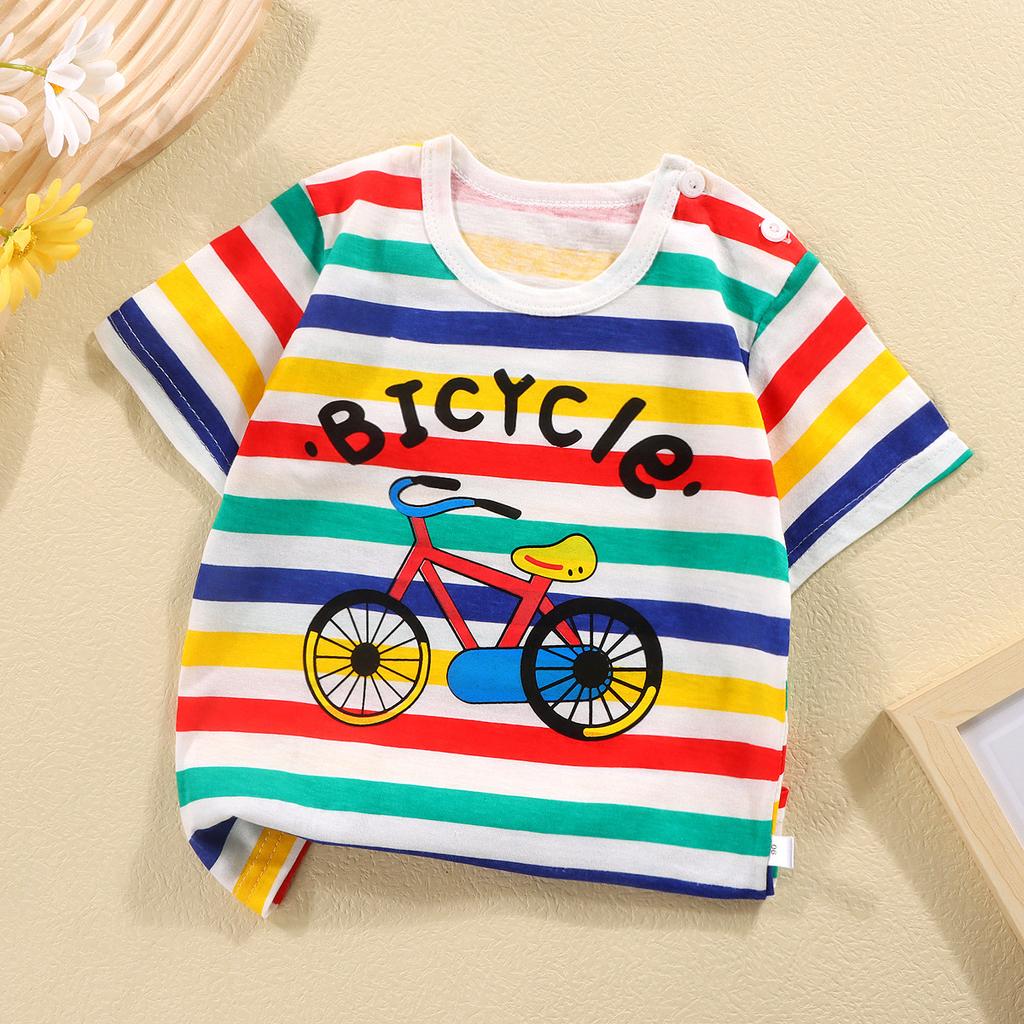 Children's Round Neck Pure Cotton Fun Short Sleeved Boys and Girls