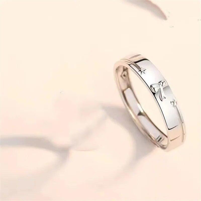 1 шт. серебряного цвета, кольца для пары «Маленький принц/Цветок розы», унисекс, романтическое открытое регулируемое кольцо для влюбленных, ювелирные изделия, подарок на день Святого Валентина