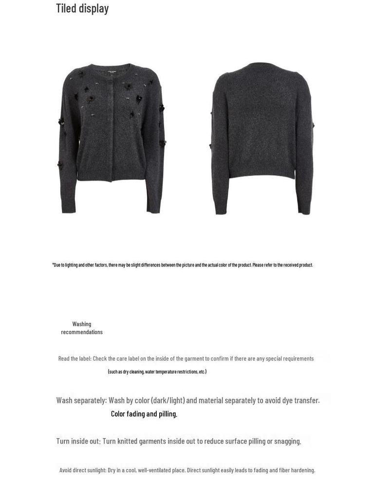 VEROMODA Beaded Round Neck Lamb Wool Blend Cardigan