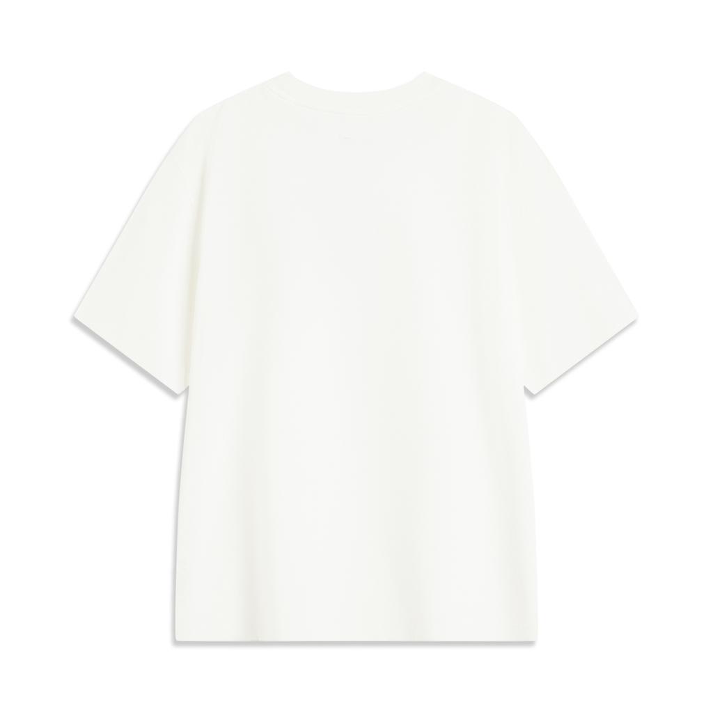 Li-Ning Дышащая Универсальная Футболка с Буквами, Круглым Вырезом и Коротким Рукавом, Мужские Топы Молочно-Белый AHSV163-5