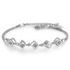 Prevent Allergy 925 Sterling Silver Crystal Square Charm Bracelet for Women Bracelet &Bangle Wedding Party Jewelry SL131