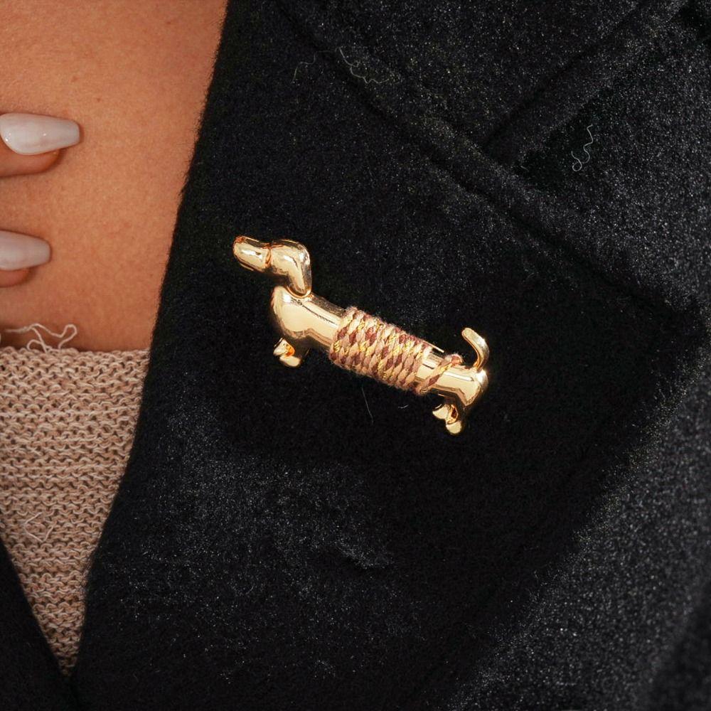 Retro Sausage Dog Brooch Jewelry Accessories Animal Lapel Pin Fashion Cute Dog Brooch  Festival