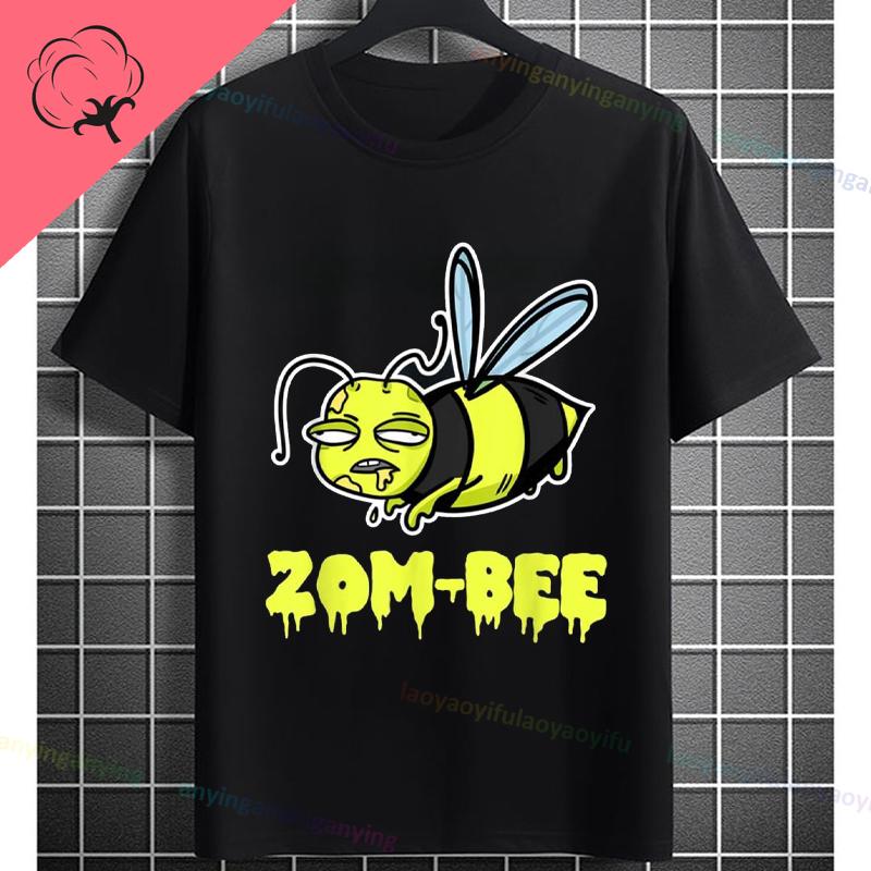 UnisexS Zombie Bee Apocalypse Graphic TShirt with Creepy Undead Horror Design Black Pure Cotton Shortsleeve Tee Outdoor Clothing