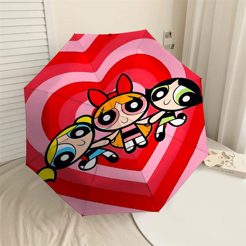 1PC Warner Powerpuff Girls Automatic Open/Close Umbrella with Windproof, 73-Rib Sturdy Canopy, Durable Ribs1290A