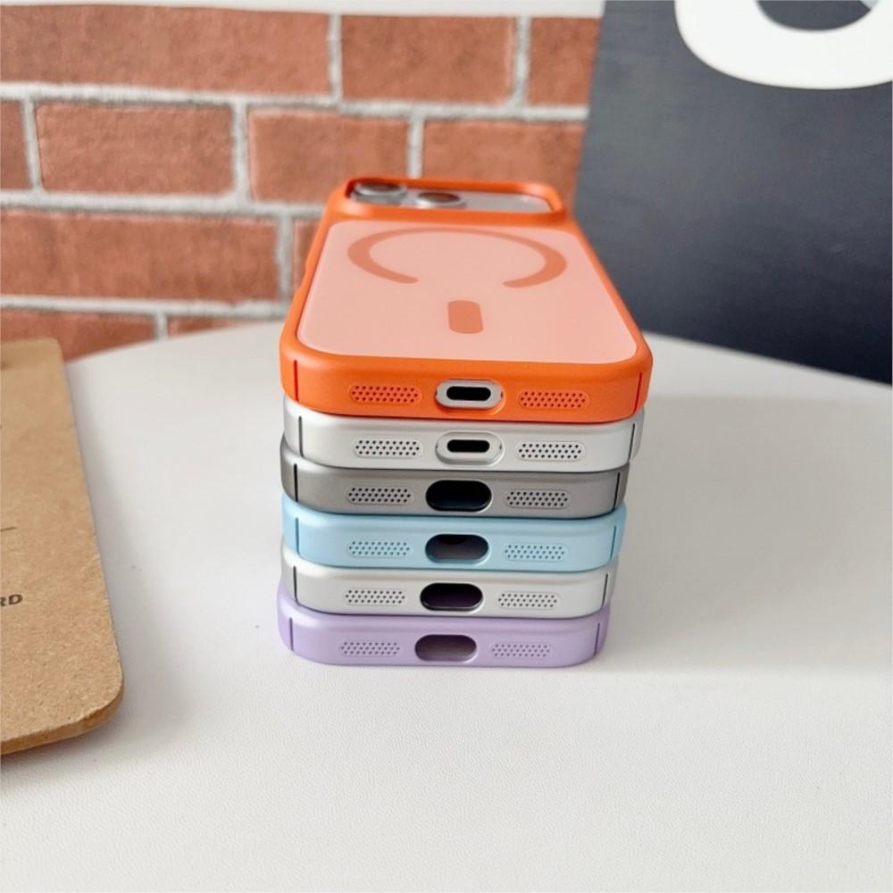 Metallic Paint Color Blocking Magnetic Case For 17 16 15 14 13 12 Pro Max Shockproof Wireless Charging Cover