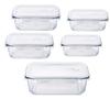 Контейнер для хранения продуктов Adelia, термостойкий стеклянный герметичный контейнер, набор для хранения x 600 мл x 1000 мл x всего, подходит для использования в духовке, фиксатор Cook-Lock, 5 предметов [Еда