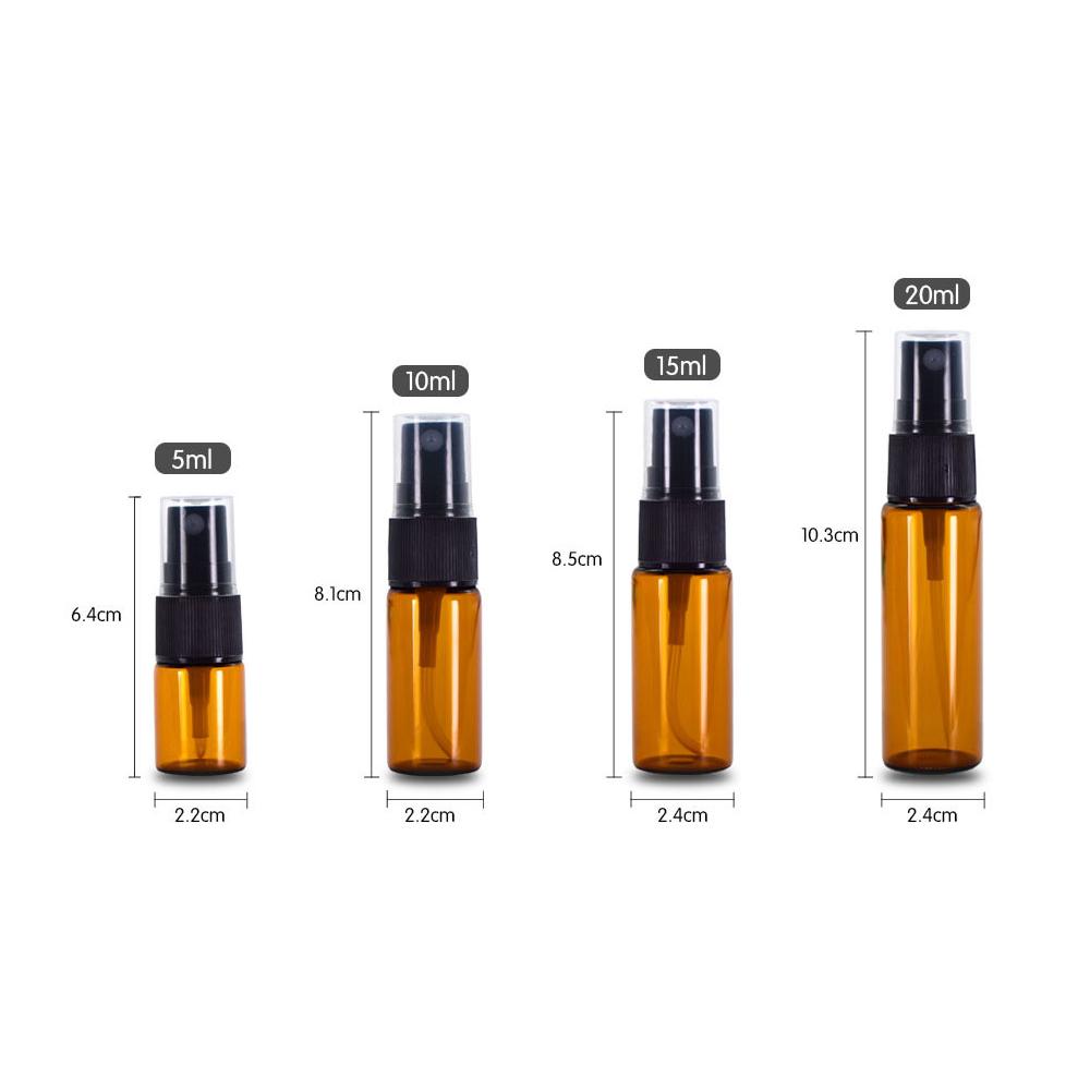 5/10 Pack Amber Glass Spray Bottles, Fine Mist Spray Bottles with Pipette Funnel Labels,Travel Dispenser Bottles for Essential Oils Cleaning Skin Care