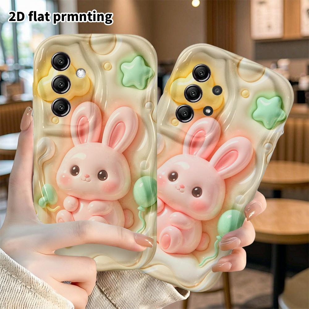 Phone case: 2D flat, suitable for Samsung Galaxy A34 A35 M05 M06 S20 S22 S21 FE Plus 5G protective case, pink little bunny, perfect holiday gift for C