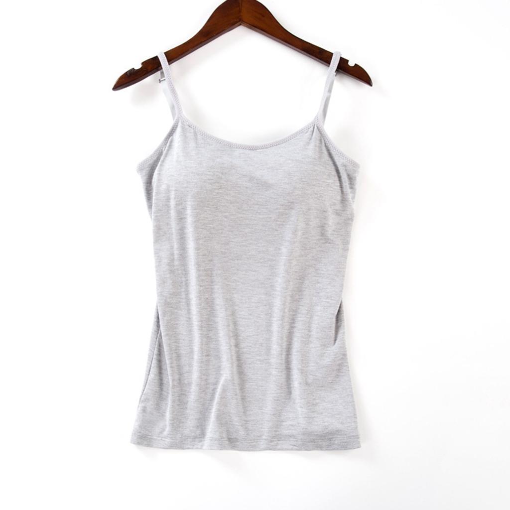 Bras Top For Women Tank Tops Adjustable Strap Camisole With Built In Padded Bra Vest Cami Sleeveless Basic Solid Sexy V Neck