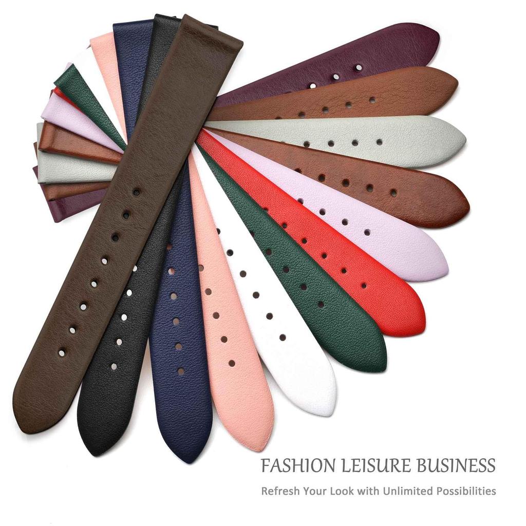 WOCCI Часы из натуральной кожи телячьей кожи синие с золотой пряжкой, 12 мм, кожа,