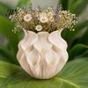 Preserved Flower Container 3D Printed Calla Lily Relief Vase, Mini Decorative Vase for Dried Flowers, Minimalist Matte Soft Texture White Desk