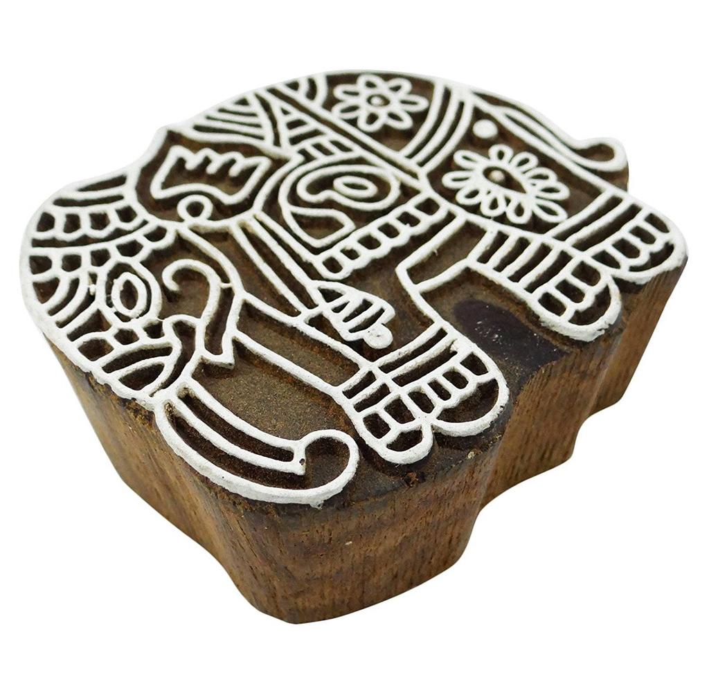 Деревянные блоки ручной работы с изображением слона Текстильная печать на краевой марке ткани