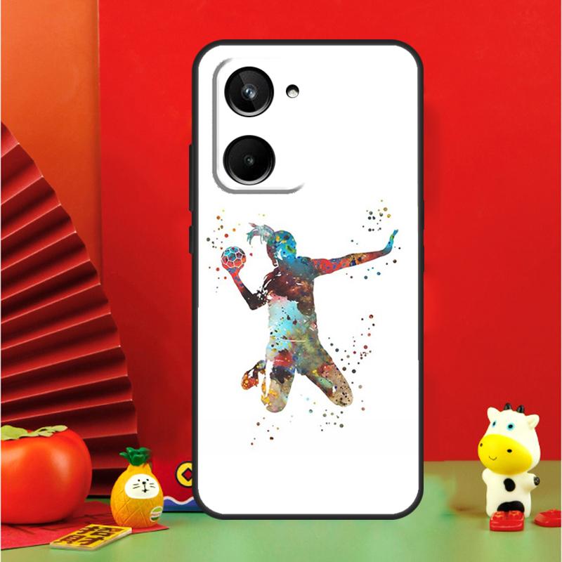 Stylish Playing Handball Case For Realme C67 C55 C53 C51 C35 C33 C31 C30 C25s C21Y GT Neo 6 GT5 9 10 11 12 Pro Plus