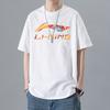 Li Ning Sports Fashion Series Letter Logo Cartoon Pattern Printed Loose Casual Short Sleeve Unisex Tops White AHSU837-2