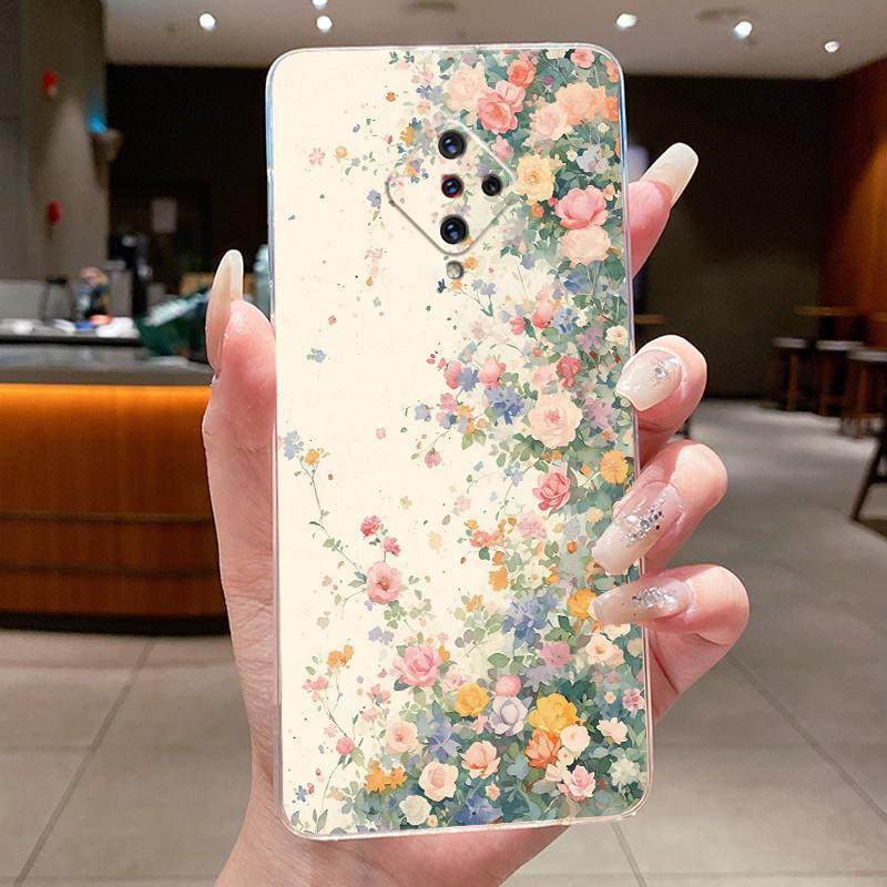 For Vivo S1 Pro 1920 Cases Stylish Flower Silicone Soft Clear Back Cover For Vivo X50 Lite Coque For Vivo V17 Russia Case Funda