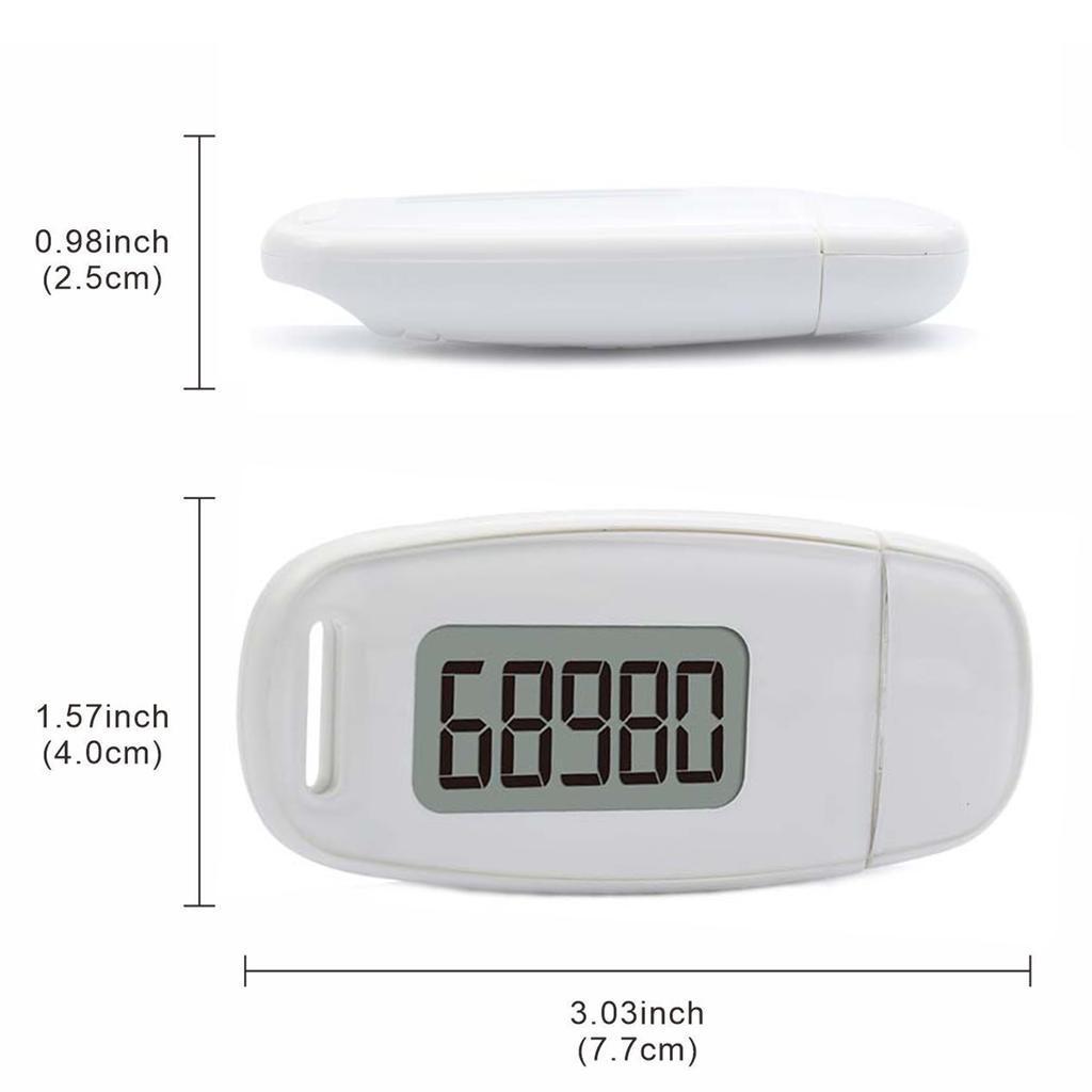 3D Sensor Pedometer Step Counting Device with Blue Backlight Clip-on Pedometer with Detachable Back